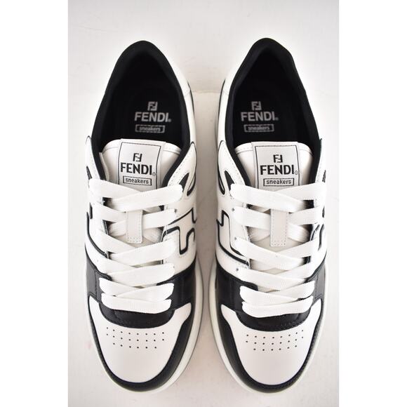 Fendi Match Sneakers Black White Leather FF Logo Monogram Low Top UK 11 US 12 - Picture 11 of 15